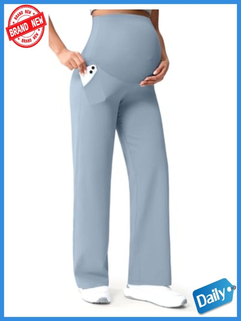 Maternity Wide Leg Yoga Pants Over Belly High Waist Postpartum Work Lounge